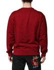 Dolce & Gabbana Roter Rundhalspullover aus Baumwolle mit Logo-Prägung