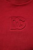 Dolce & Gabbana Roter Rundhalspullover aus Baumwolle mit Logo-Prägung