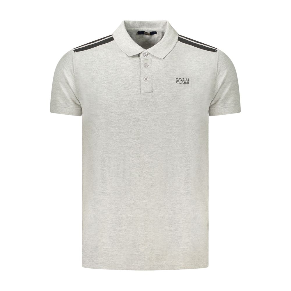 Cavalli Class Grey Cotton Polo Shirt
