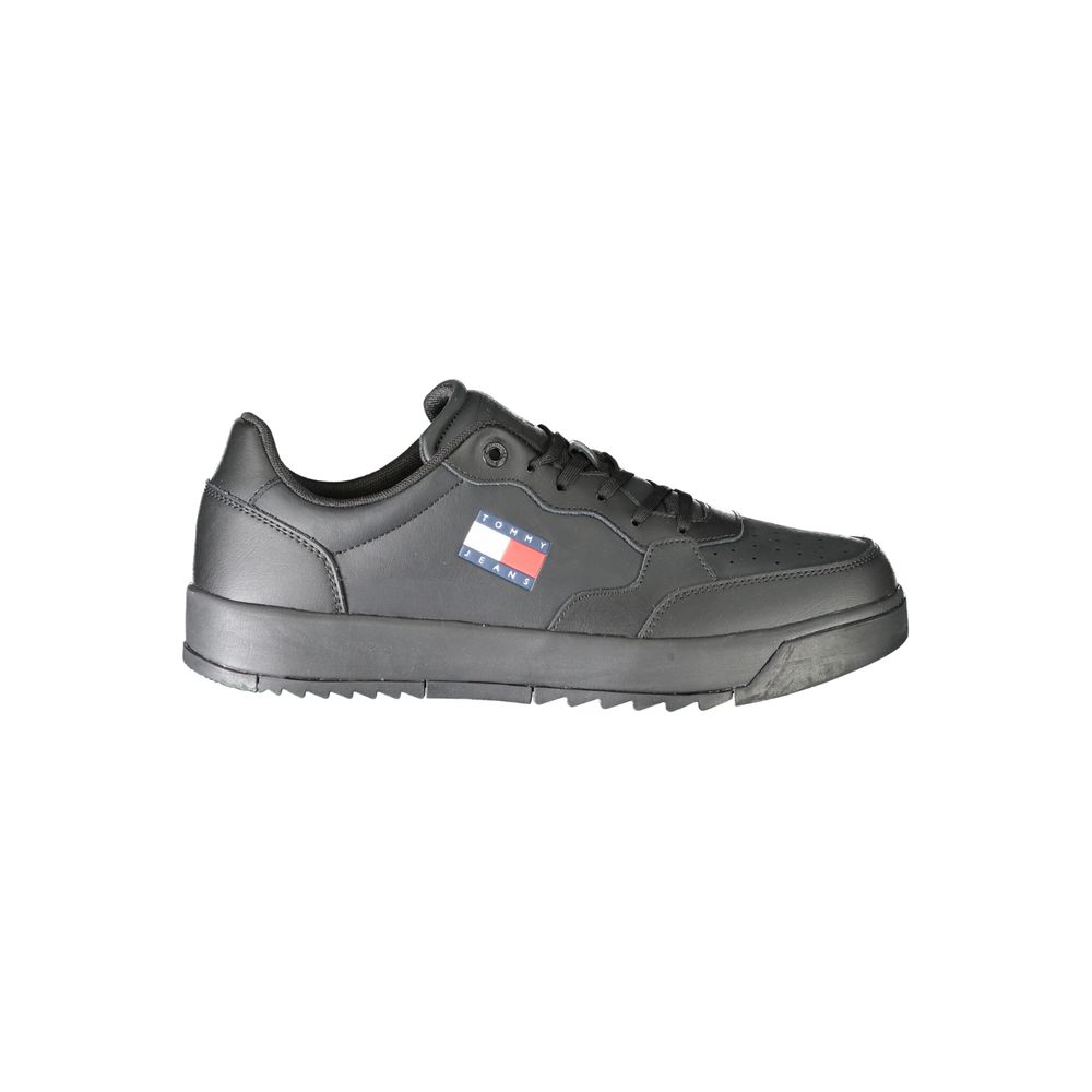 Tommy Hilfiger Black Polyurethane Men's Sneakers