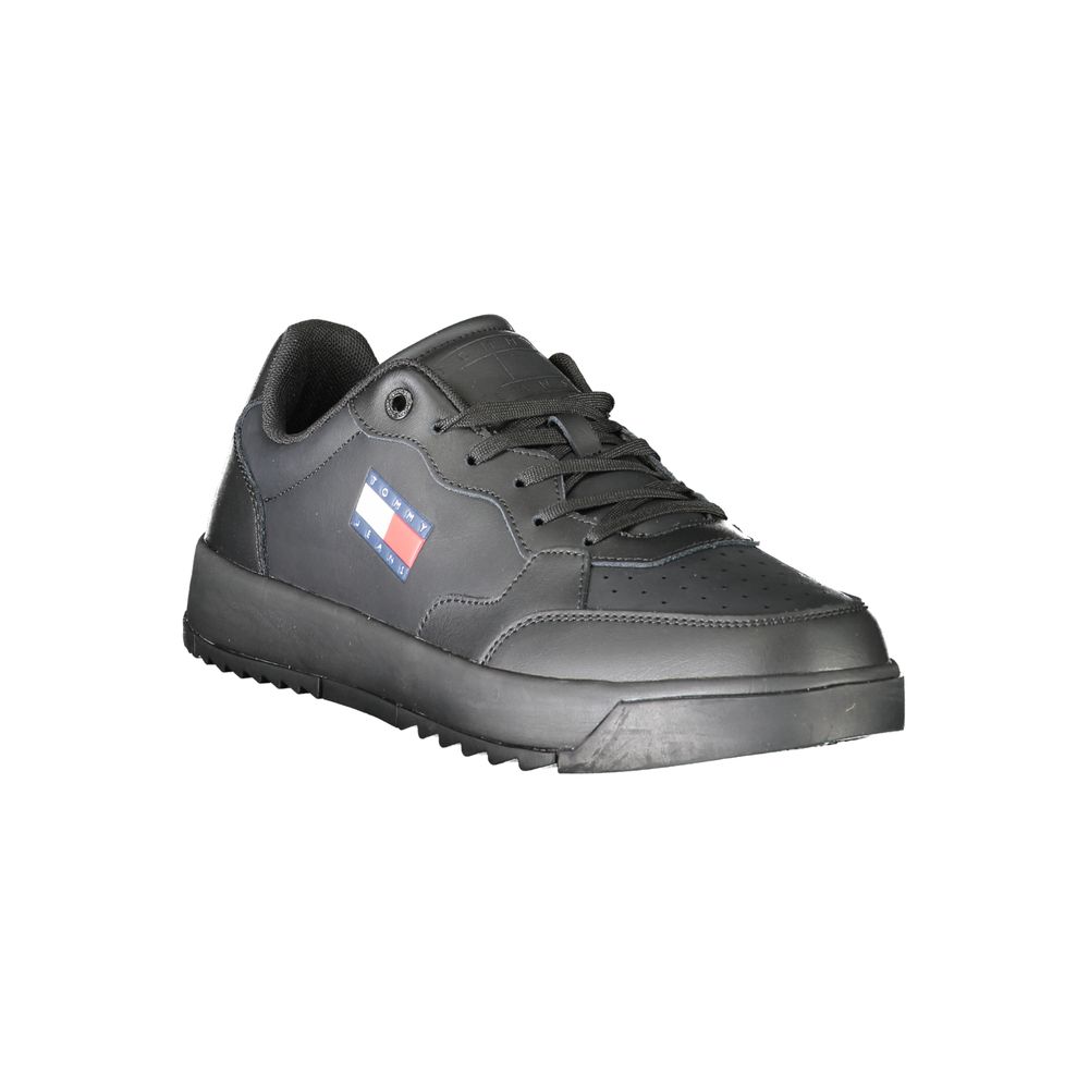 Tommy Hilfiger Black Polyurethane Men's Sneakers