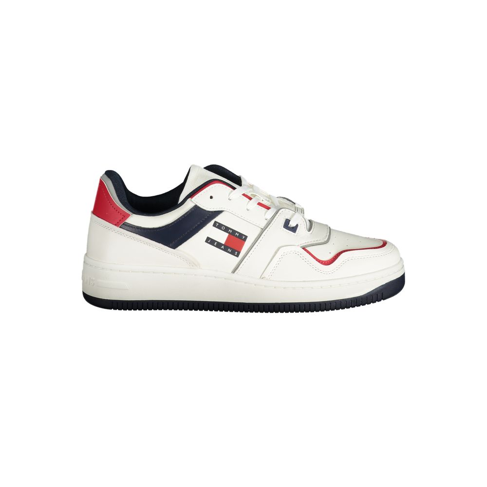 Tommy Hilfiger White Polyurethane Men's Sneakers