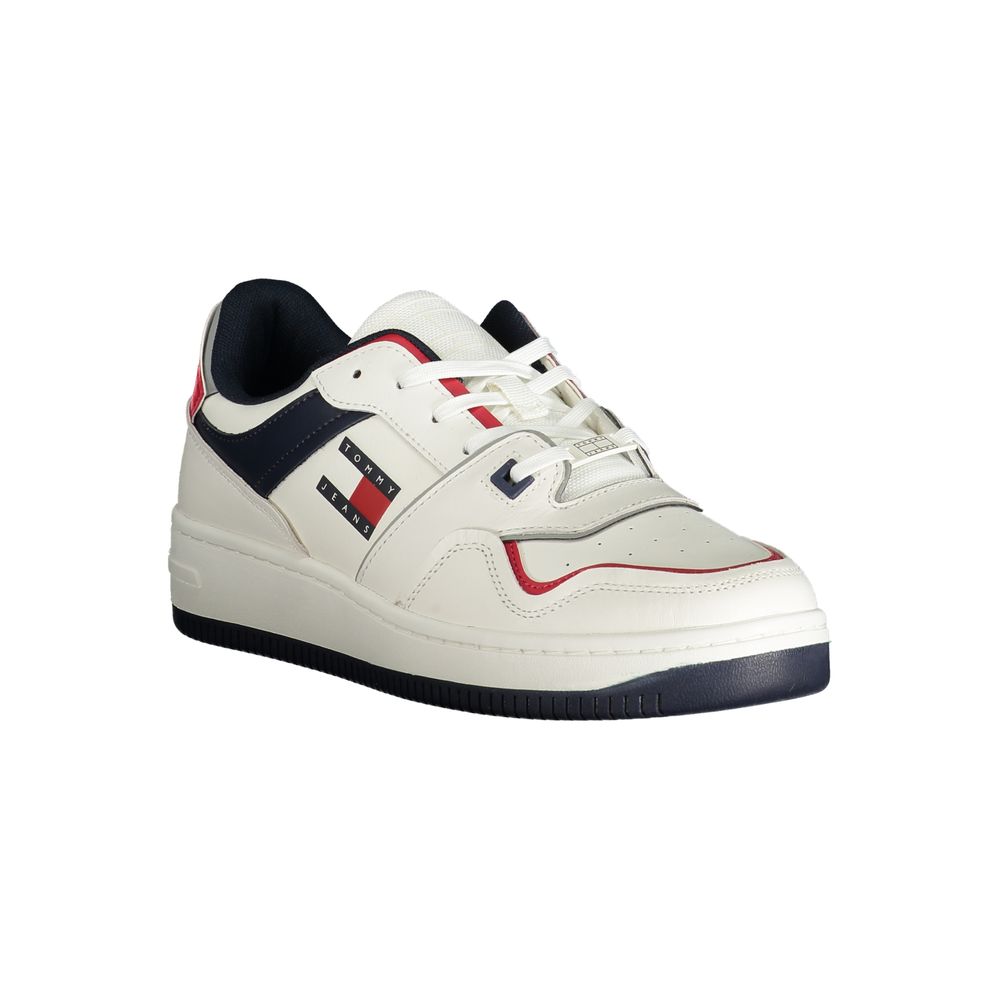Tommy Hilfiger White Polyurethane Men's Sneakers