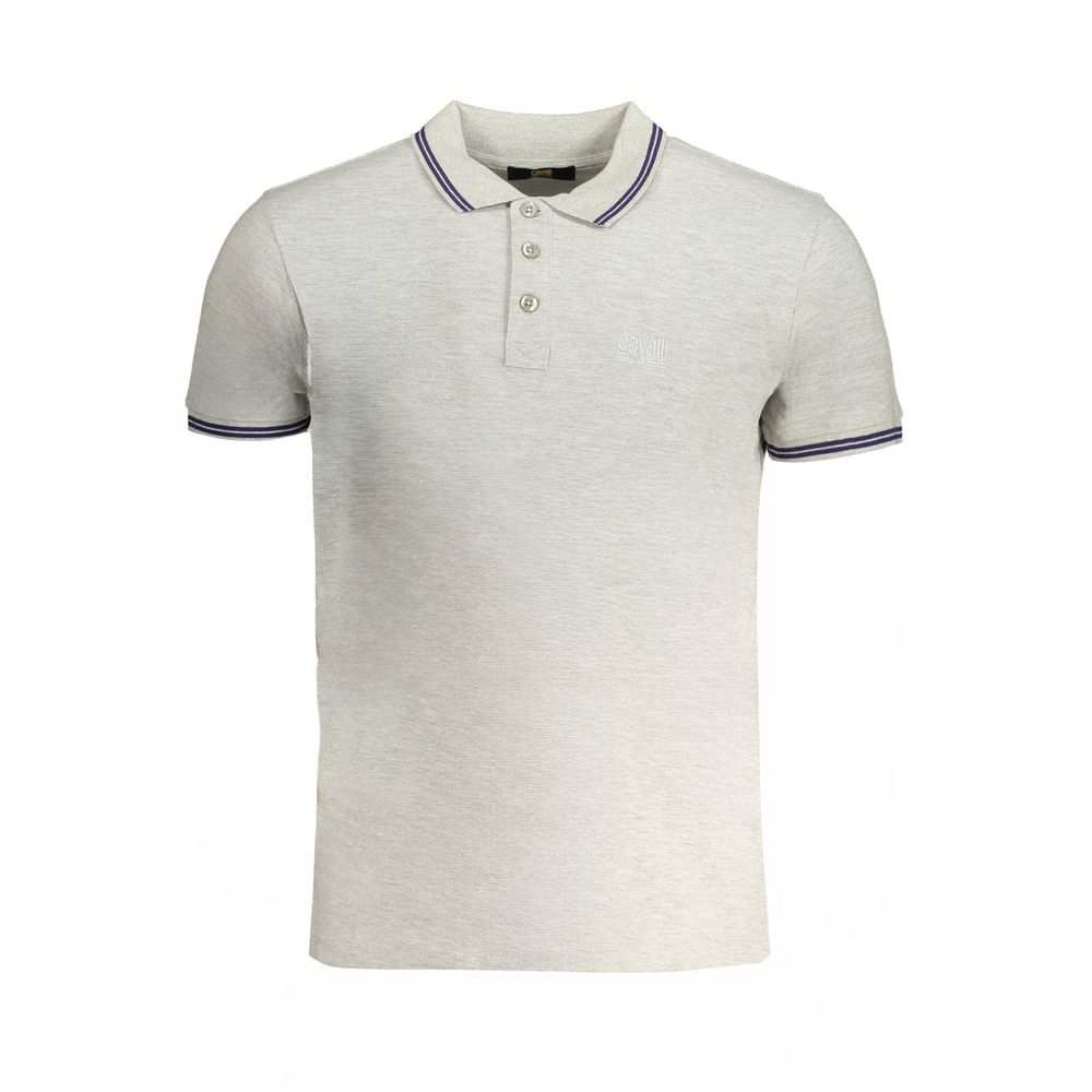 Cavalli Class Men's Grey Cotton Polo Shirt