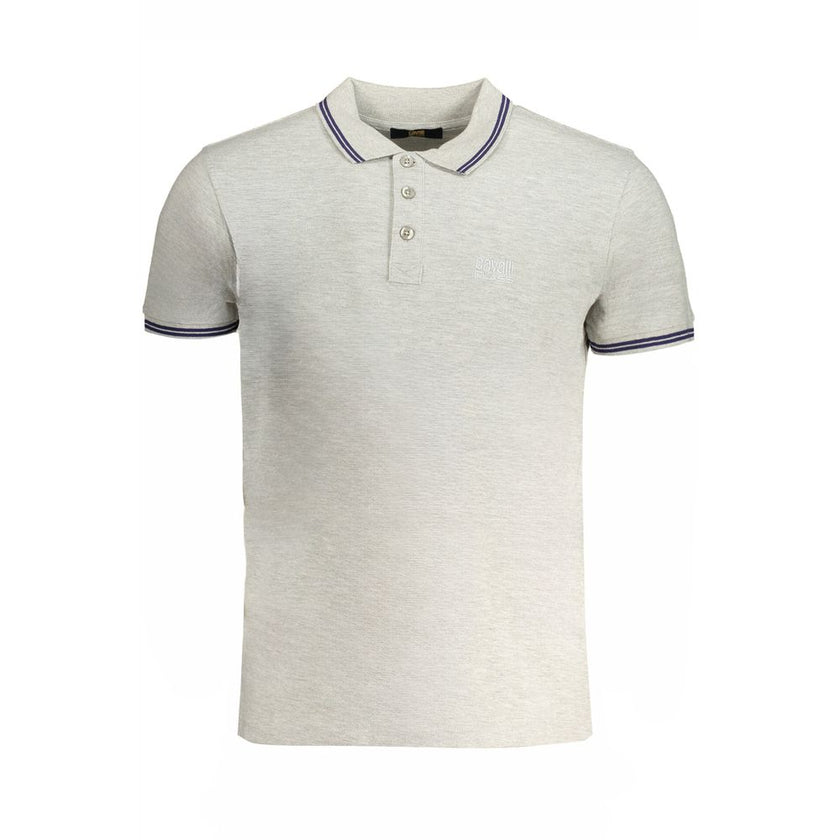 Cavalli Class Grigio Baumwoll-Poloshirt für Herren
