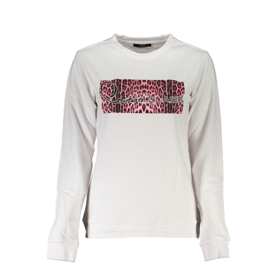 Cavalli Class Women's White Cotton Sweatshirt