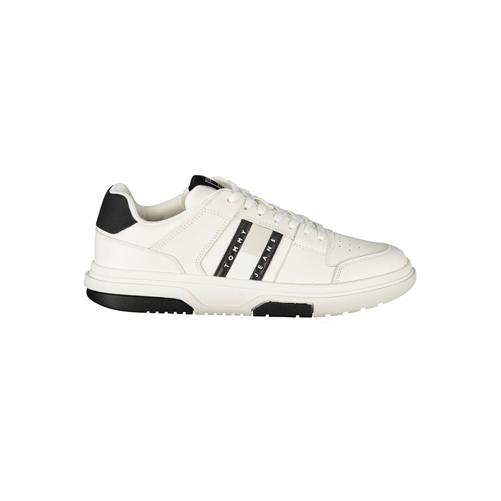 Tommy Hilfiger White Polyurethane Men's Sneakers