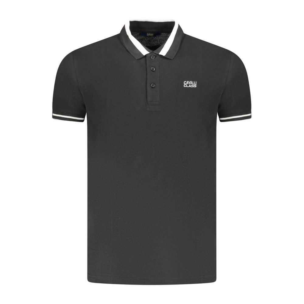 Cavalli Class Men's Black Cotton Polo Shirt
