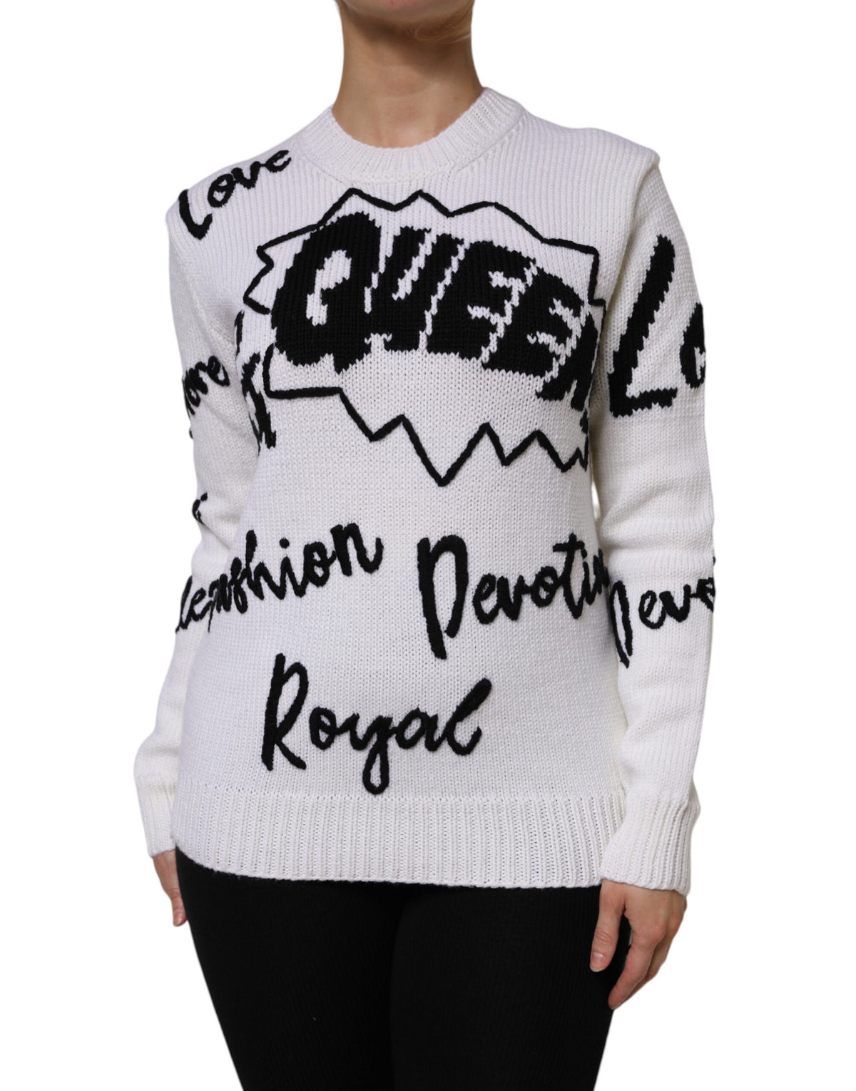 Dolce & Gabbana White Crew-Neck Wool Sweater