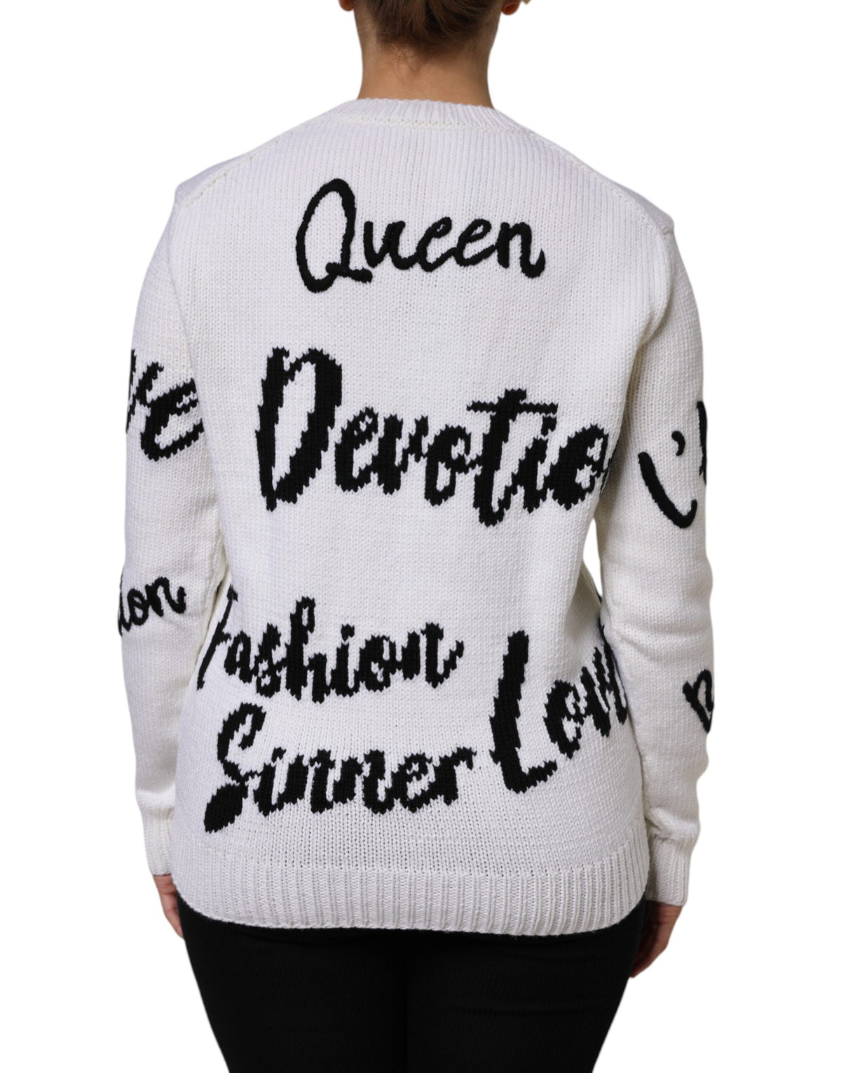 Dolce & Gabbana White Crew-Neck Wool Sweater