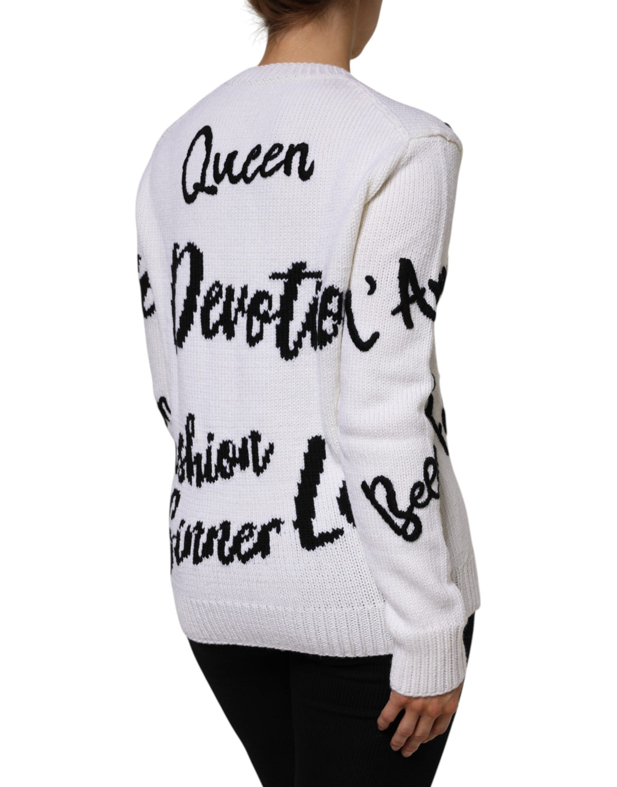 Dolce & Gabbana White Crew-Neck Wool Sweater