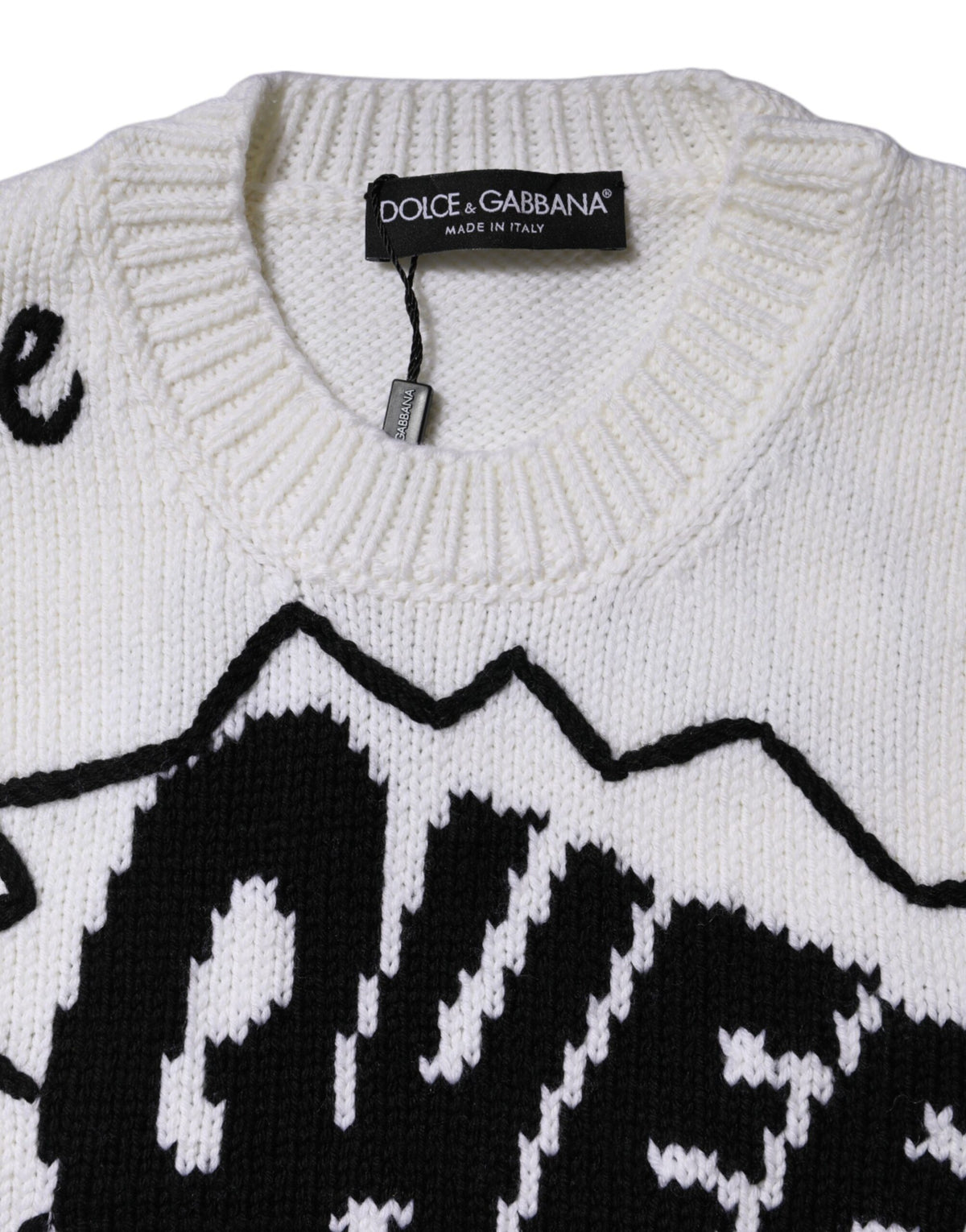 Dolce & Gabbana White Crew-Neck Wool Sweater