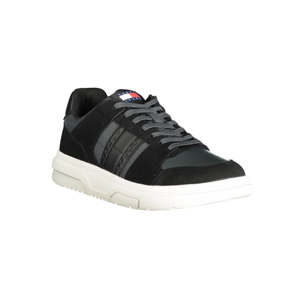 Tommy Hilfiger Men's Black Leather Sneakers