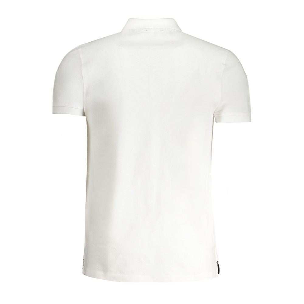 Cavalli Class weißes Baumwoll-Poloshirt mit kurzem Arm und Logo