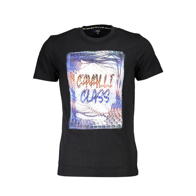 Cavalli Class Schwarzes Baumwoll-T-Shirt für Herren