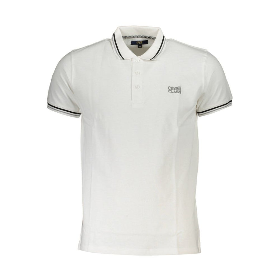 Cavalli Class Men's White Cotton Polo Shirt