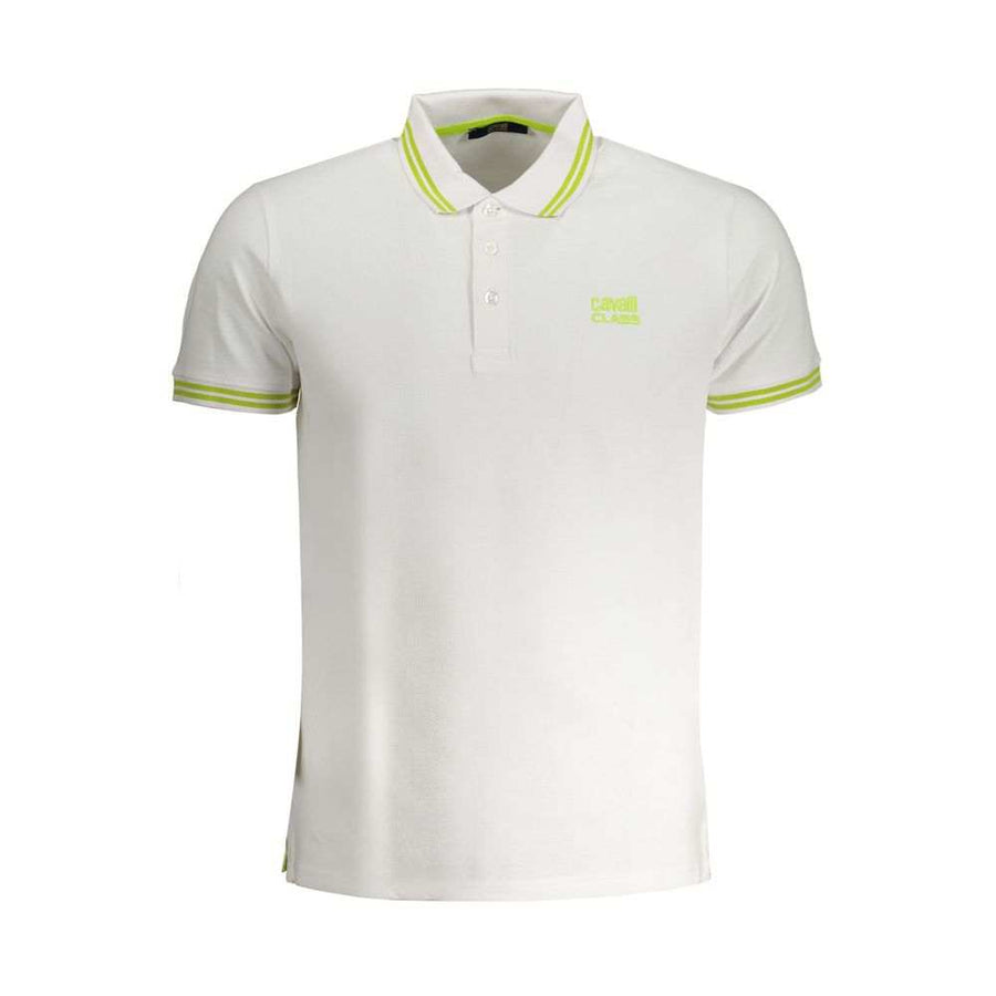 Cavalli Class Men's White Cotton Polo Shirt