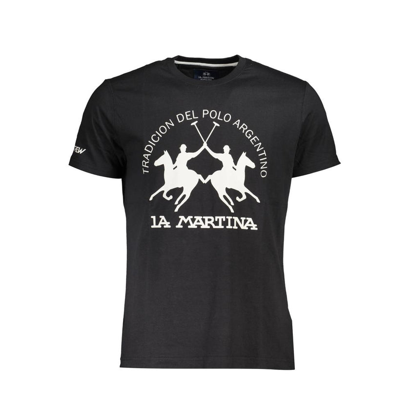 La Martina Schwarzes Baumwoll-T-Shirt für Herren