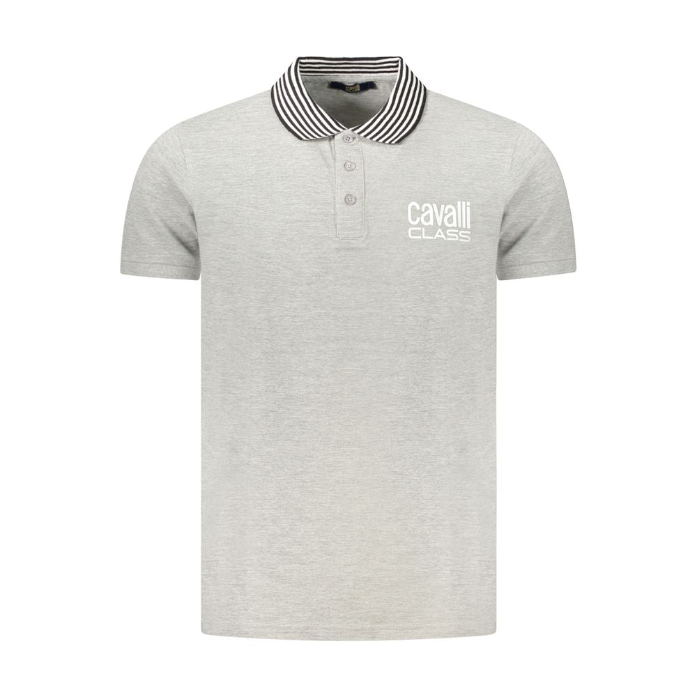 Cavalli Class Grey Cotton Men's Polo Shirt