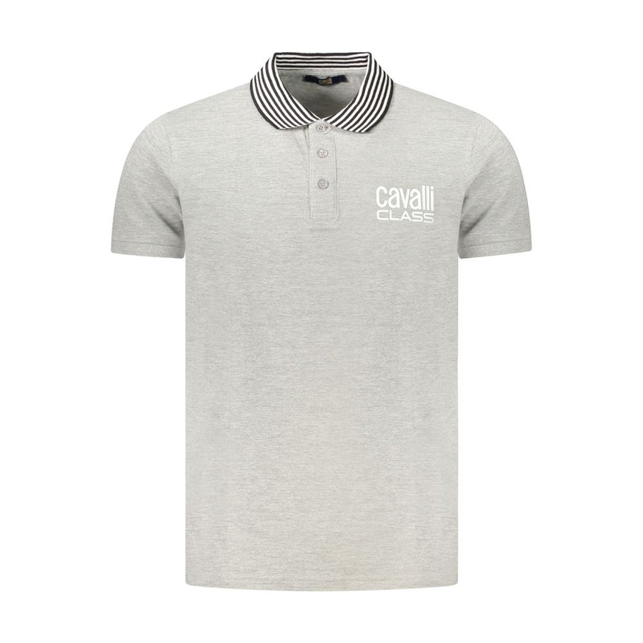 Cavalli Class Grey Cotton Men's Polo Shirt