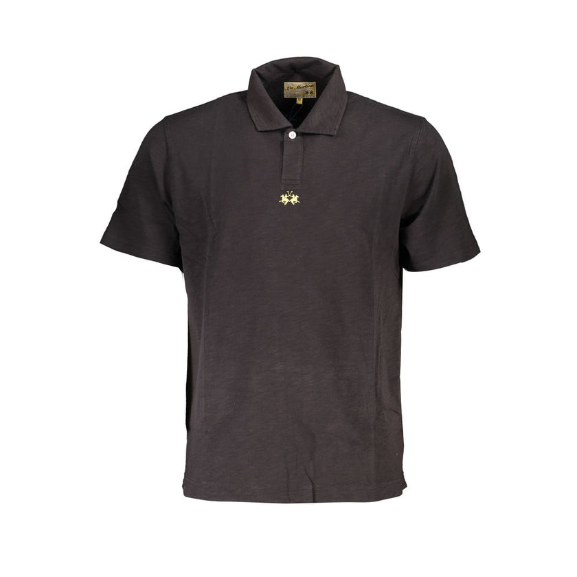 La Martina Schwarzes Herren-Poloshirt aus Baumwolle