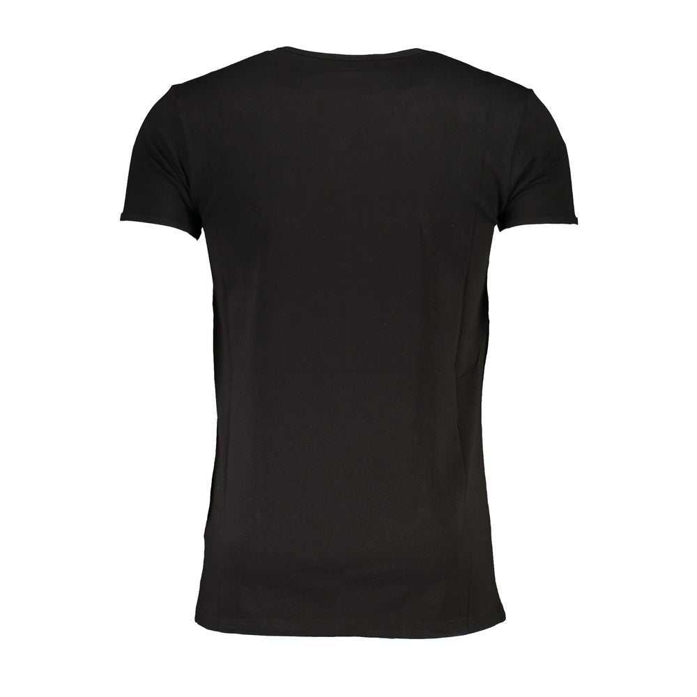 Cavalli Class schwarzes Baumwoll-T-Shirt für Herren mit Rundhalsausschnitt und Logo-Druck