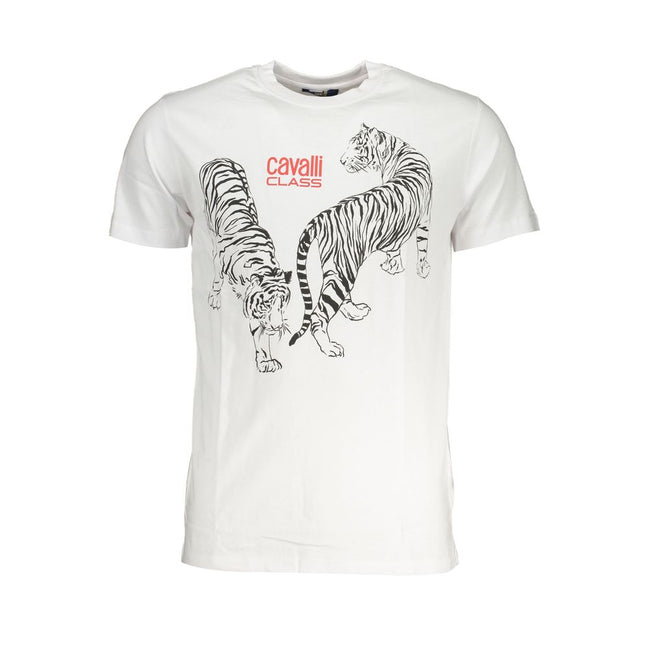 Cavalli Class Bianco Baumwoll-T-Shirt für Herren