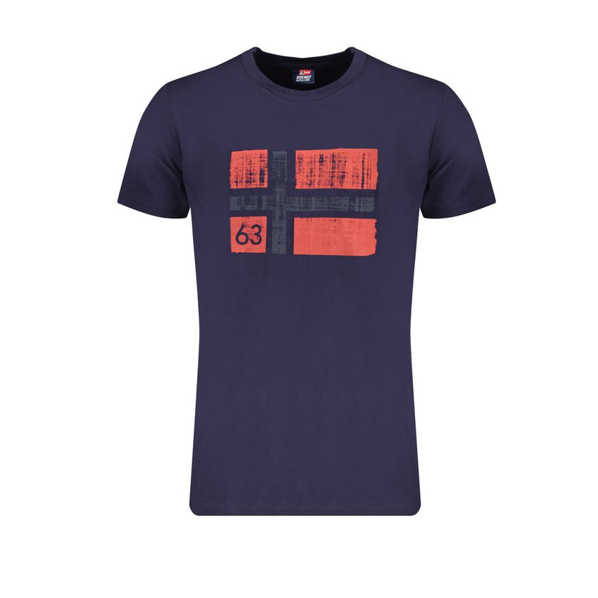 Norway 1963 Blaues Baumwoll-T-Shirt für Herren