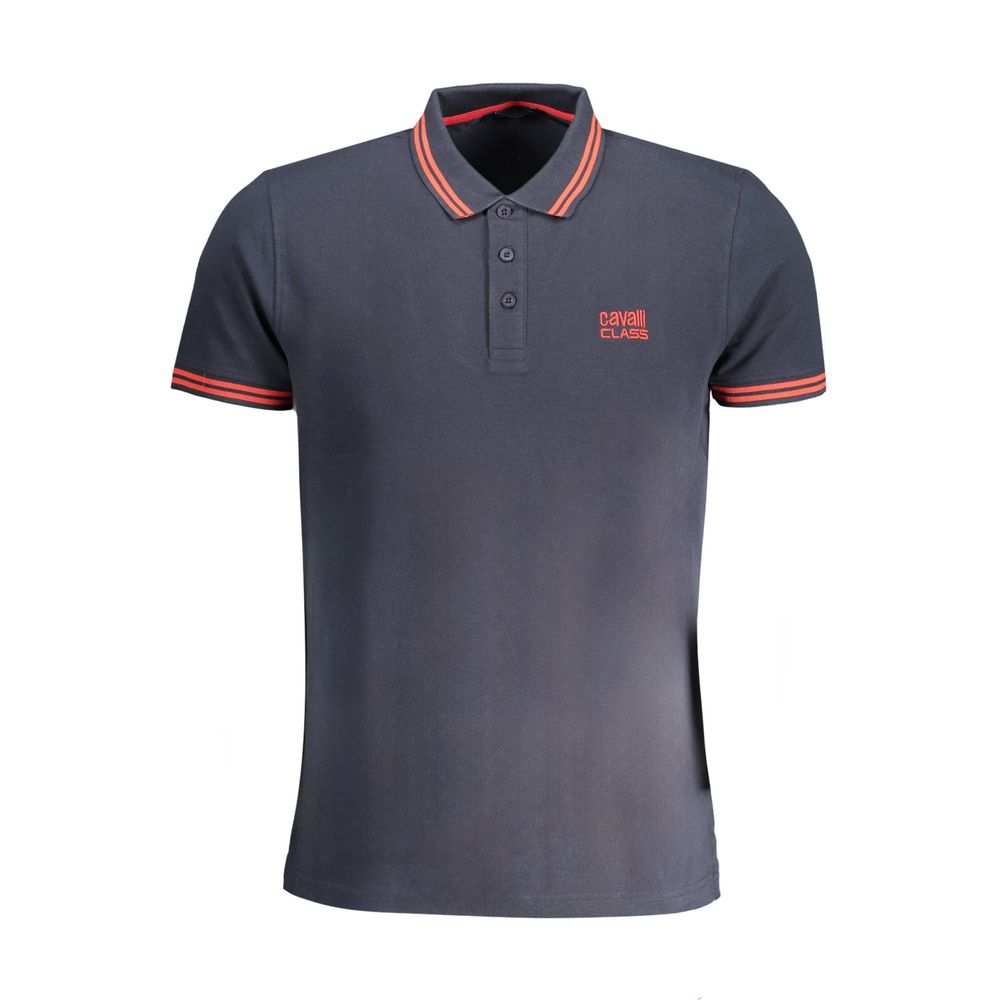 Cavalli Class Men's Blue Cotton Polo Shirt