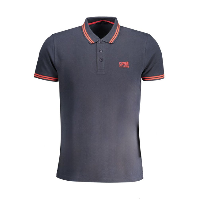 Cavalli Class Blaues Baumwoll-Poloshirt für Herren