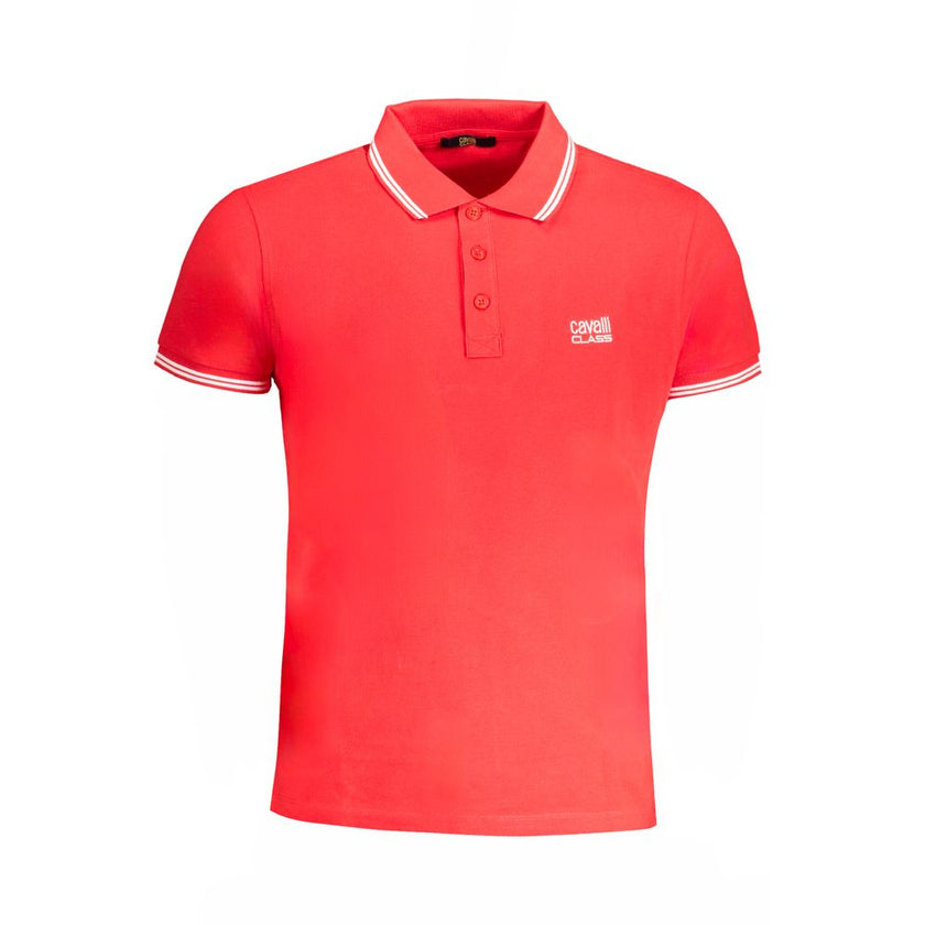 Cavalli Class Rotes Herren-Poloshirt aus Baumwolle