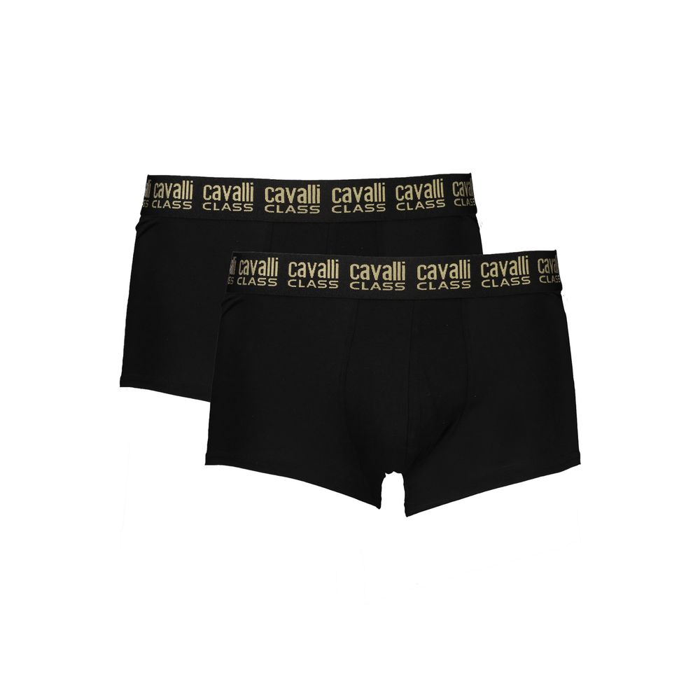 Schwarze Cavalli Class Baumwolle Männliche Boxer mit elastischem Bund und Logodetail im Doppelpack