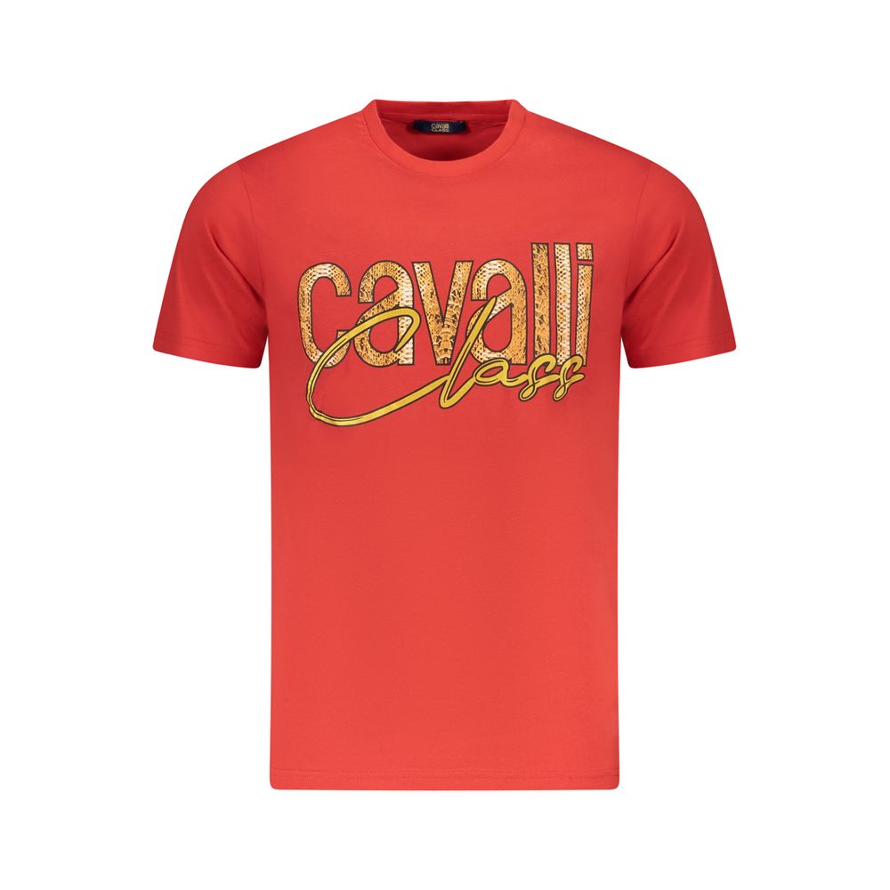Cavalli Class Rosso Baumwoll-T-Shirt für Herren