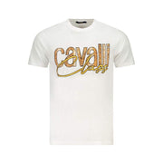 Cavalli Class weißes Baumwoll-T-Shirt für Herren mit Rundhalsausschnitt und Logo-Print