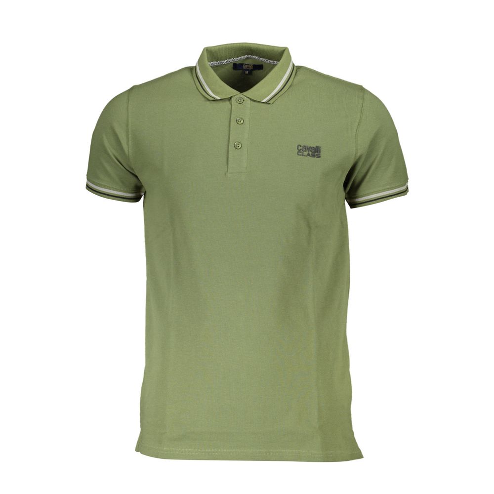 Cavalli Class Green Men's Cotton Polo Shirt
