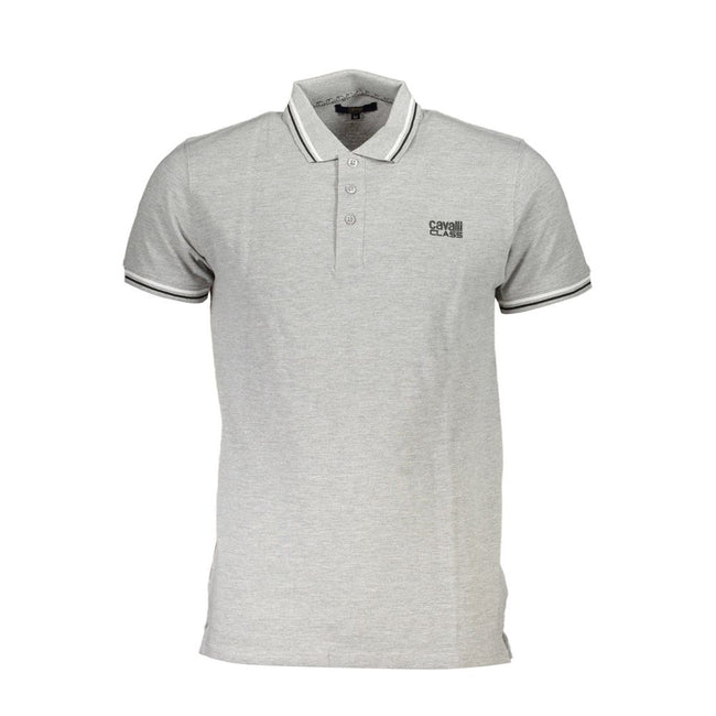 Cavalli Class Grigio Baumwoll-Herrenpoloshirt