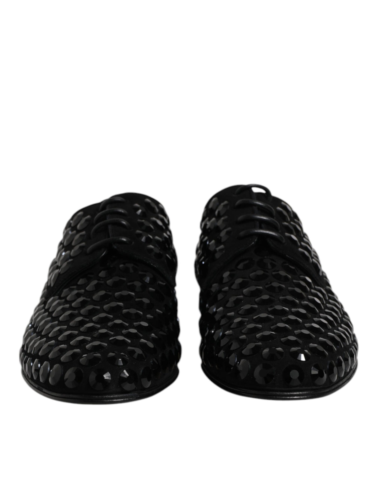 Dolce & Gabbana Black Suede Rhinestone Derby Formal Shoes