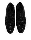 Dolce & Gabbana Schwarze Wildleder Strass Derby Formelle Schuhe