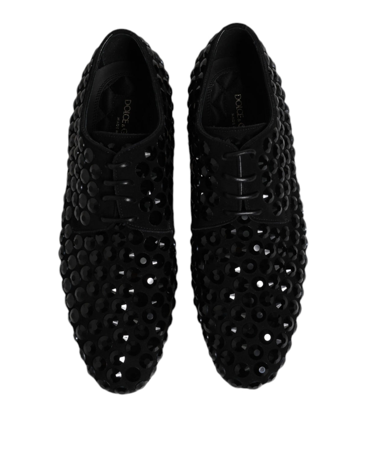 Dolce & Gabbana Black Suede Rhinestone Derby Formal Shoes