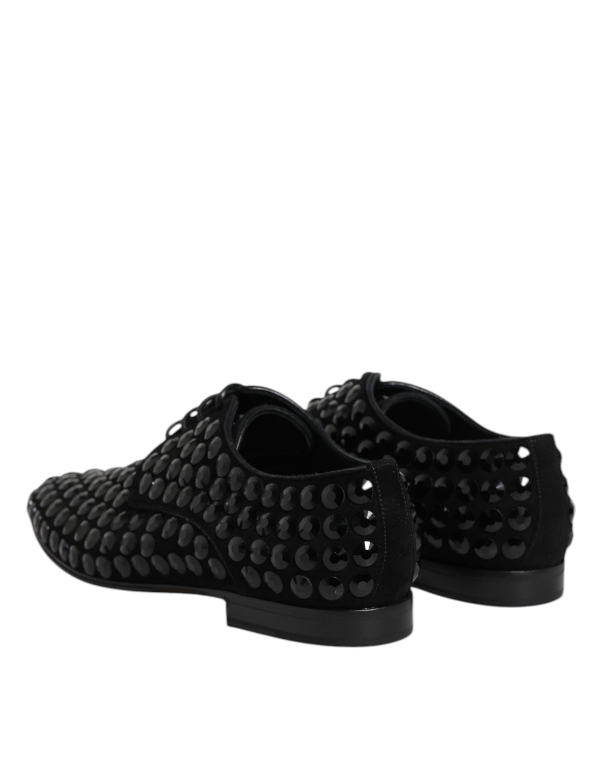 Dolce & Gabbana Black Suede Rhinestone Derby Formal Shoes