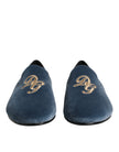 Dolce & Gabbana Blauer Samt DG Logo Loafers Formelle Schuhe