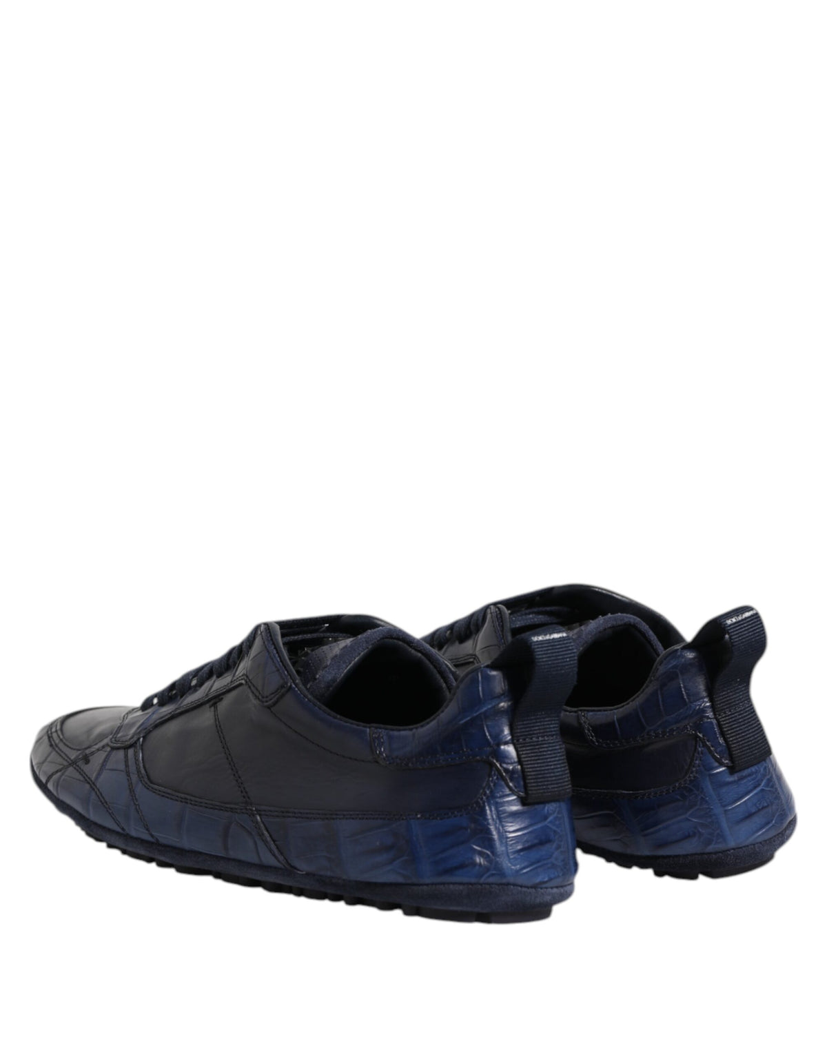 Dolce & Gabbana Dunkelblau Leder Low Top Männer Turnschuhe Schuhe