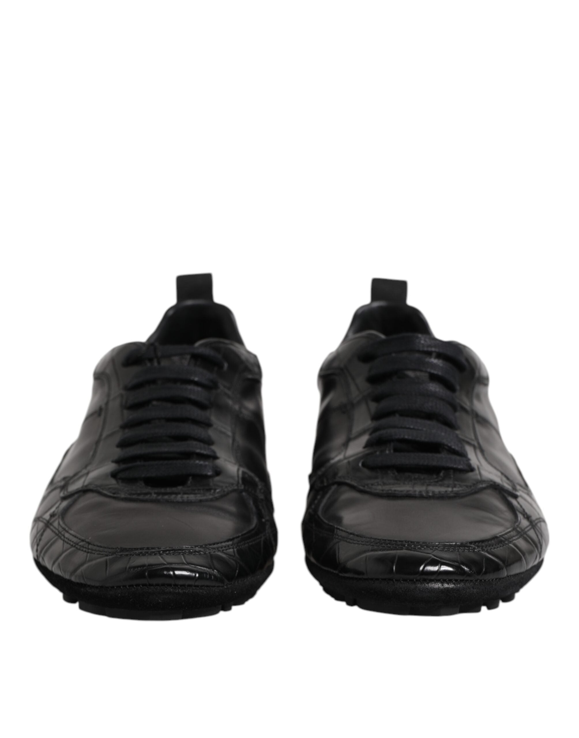 Dolce & Gabbana Schwarze Exotische Leder Low Top Sneakers Schuhe