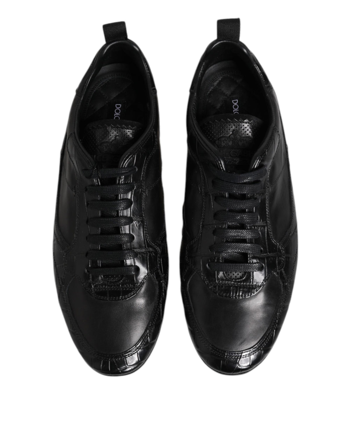Dolce & Gabbana Schwarze Exotische Leder Low Top Sneakers Schuhe