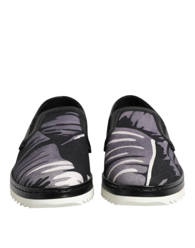 Dolce & Gabbana Schwarz Tropical Slip On Männer Turnschuhe Schuhe