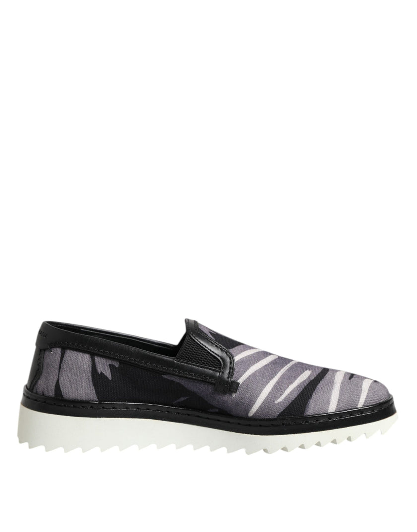 Dolce & Gabbana Schwarz Tropical Slip On Männer Turnschuhe Schuhe