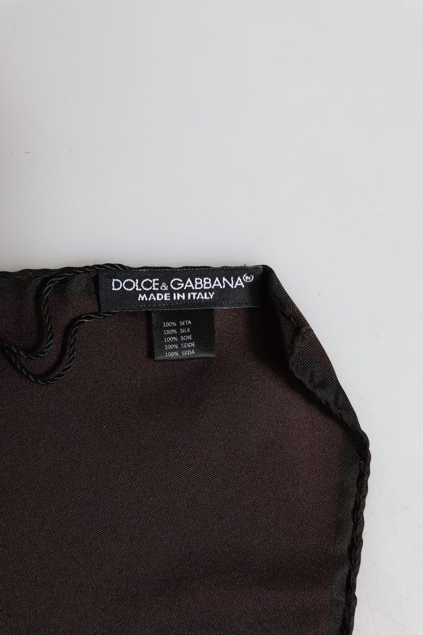 Dolce & Gabbana Brauner DG Crown Silk Square Herren Foulardschal