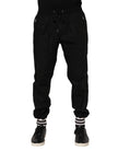 Dolce & Gabbana Schwarzes Baumwoll-Logo-Tape Herren-Jogger-Hose