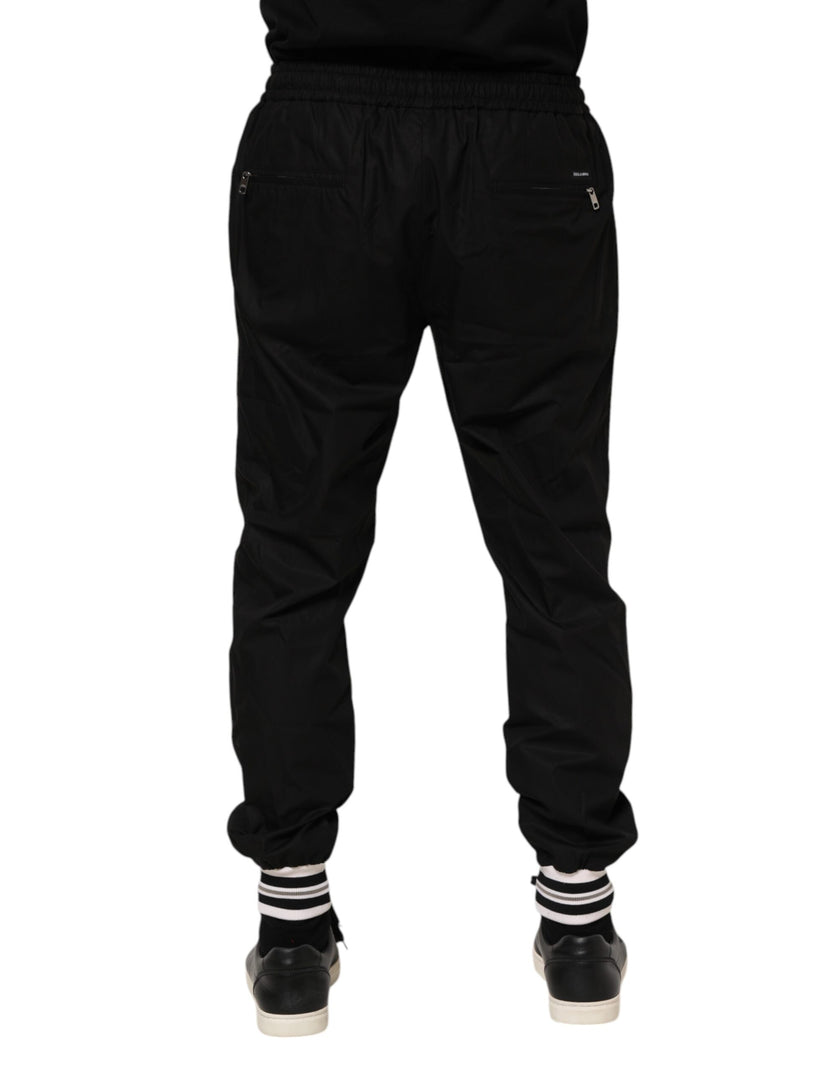 Dolce & Gabbana Schwarzes Baumwoll-Logo-Tape Herren-Jogger-Hose