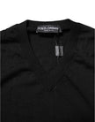 Dolce & Gabbana Dunkelgrauer Pullover mit gesticktem Logo